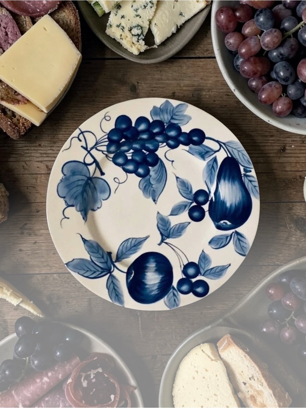 Melinda Classic Pattern Hand Painted Blues Platter Pier 1 15in Chop Plate Italy